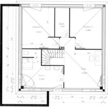 Plan étage maison moderne grand angle