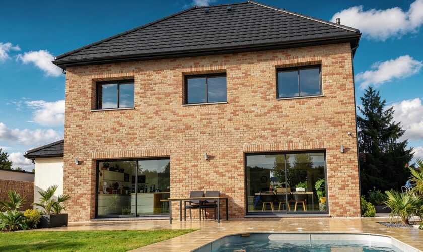 Maison neuve à étage en brique avec piscine - Maisons d'en France Nord