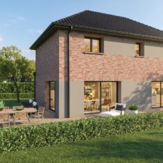 Façade arrière et terrasse d'une maison neuve à Saint-Amand-les-Eaux